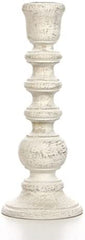 Hosley 7 inch High, White Wood Taper Candle Holder