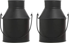 Hosley Set of 2 Black Zinc Jug Vases / Planters 7 Inch High