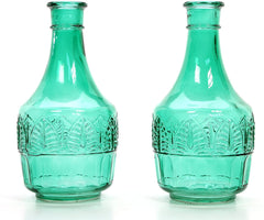 Hosley Set of 2 Green Glass Bottle 8.6 Inch High