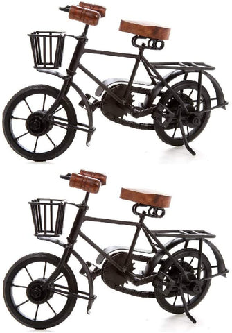 Hosley Set of 2 Decorative Tabletop Bicycle Pedestal 11'' Long, Black