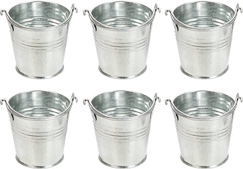 Hosley Set of 6 Mini Galvanized Buckets 2.25 Inches High