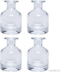 Hosley Set of 4, 3.8 inch High Glass Clear Diffuser Bottles
