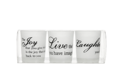 Hosley Set of 3, Inspirational Frosted Glass Tealight Candle Holders