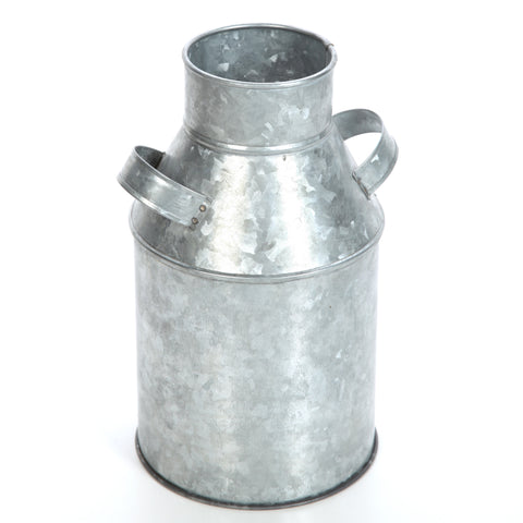 Hosley Silver Galvanized Metal Milk Can - 9.75" High