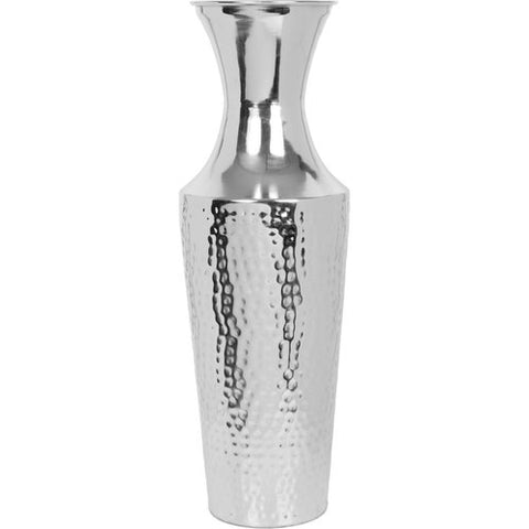 Hosley 18 Inch High Silver Color Metal Floor Vase