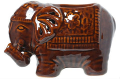 Hosley 6 inch Long, Brown Elephant Ceramic Tea Light Fragrance Warmer
