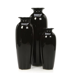 Hosley Set of 3, Black Decorative Ceramic Vases