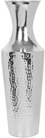 Hosley 18 inch High, Silver Colored Metal Floor Vase Home Style Decor