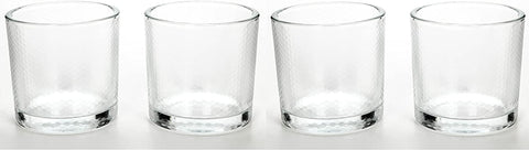 Hosley Set of 4, 3.5 Inch High Chunky Hammer Glass LED Votive Candle Holders