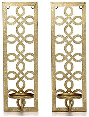 Hosley Set of 2 Gold Metal Wall Sconce 16.5 Inch High