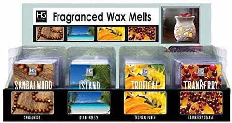 Hosley Set of 24 Scent Wax Cubes/Melts - Sandalwood, Island Breeze, Tropical Punch, Cranberry Orange 4 Fragrance Assorted 2.5 oz Each