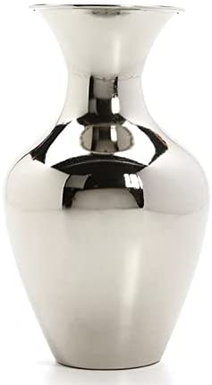 Hosley Silver Color Metal Vase 8.25 Inch High