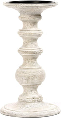 Hosley White Wood Pillar Candle Holder 9 Inch High