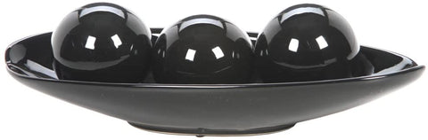 Hosley Black Decorative Bowl and Orb Set