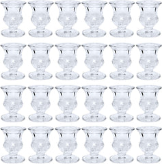 Hosley Set of 24 Glass Taper Candle Holders 2.5 Inches High