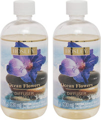 Hosley Aromatherapy Set of 2 Premium Ocean Flowers Reed Diffuser Refills Oil 230 ml