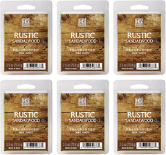 Hosley Rustic Sandalwood Wax Cubes Melts Tarts Set of 6 2.5 Ounces Each