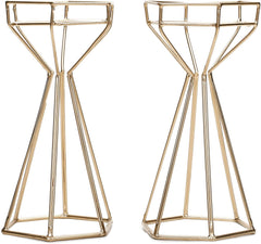 Hosley Set of 2 Gold Iron Wire Candle Holders