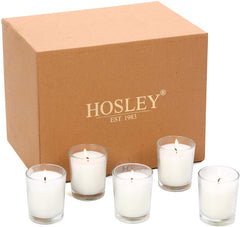 Hosley's Set of 24 Ivory Unscented Glass Filled Votive Candles