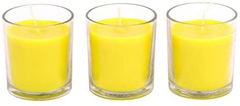 Hosley's Set of 3, 4 oz Highly Fragranced Citronella, Rosemary, Sage, Lemon Grass Blend Filled Glass Votive Candles