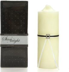 Hosley's 8.5 Inches High Pillar Candle Our Day w/Black & White Ribbon