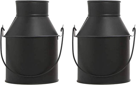 Hosley Set of 2 Black Zinc Jug Vases / Planters 7 Inch High