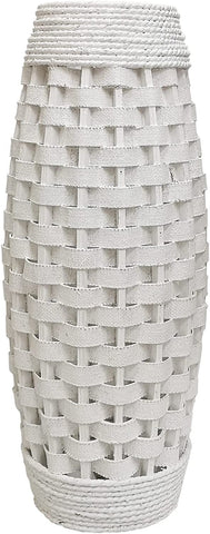 Hosley 24" High Wood and Grass Floor Vase-White