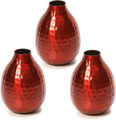 Hosley Set of 3 Red Metal Bud Vases 4.5 Inch High