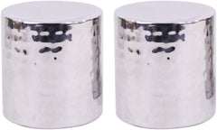 Hosley Set of 2 Silver Color Pillar (LED) Candle Holders 4" High
