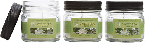 Hosley Set of 3, 4 oz. Sweet Pea Jasmine Fragrance Jar Candles