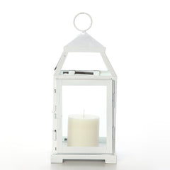 Hosley Set of 2 Clear Glass Iron White Farmhouse Pillar Candle Lantern 12 Inch High