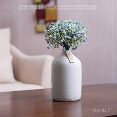 Hosley 8 Inch High Traditional White Ceramic Vase