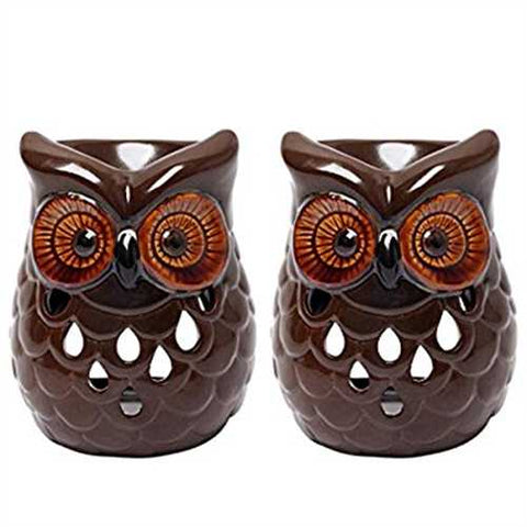 Hosley Brown Ceramic Owl Oil Warmers 4.9 Inch High