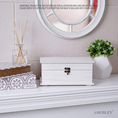 Hosley 10 inch Long, White Wood Keepsake Box