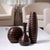 Hosley Set of 3 Carved Wood Vases Small 6 Inch Medium 8 Inch and Tall 12 Inch High