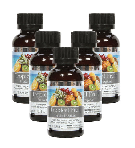 Hosley Set of 5, 55 ml Tropical Fruit Highly Scented Warming Oils