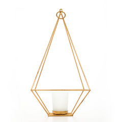 Hosley 11.5 inch High, Gold Finish Tealight/Votive Holder Lantern with Votive Frosted Candle Holder