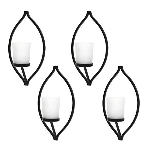 Hosley Set of 4, 7 inch High Wall Sconce with Frosted Glass Tea Light Holder