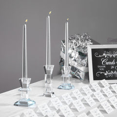 Hosley Set of 3, 4.25 inch High, Clear Crystal Glass Taper Candle Holders