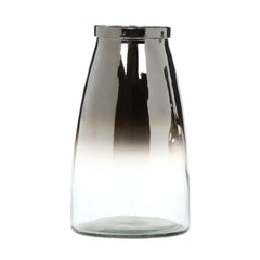 Hosley 10.25" H Ombre Silver Glass Vase, 1 Each