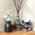 Hosley Set of 2 Black Zinc Jug Vases / Planters 7 Inch High