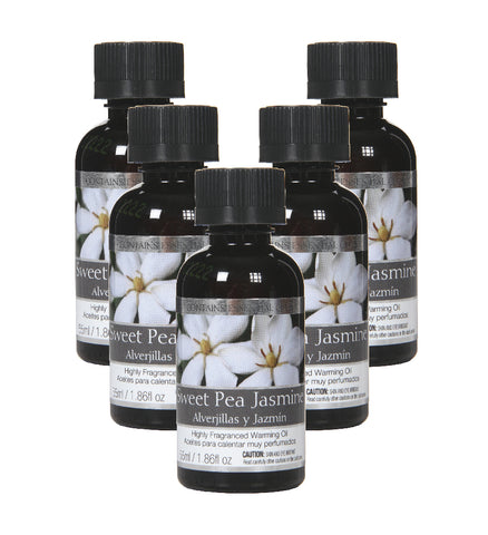 Hosley Set of 5, 55 ml Sweet Pea Jasmine Highly Scented Warming Oils