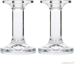 Hosley Set of 2, 5 inch High, Clear Glass Taper Candle Holders