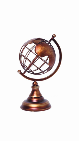 Hosley 8 inch High, Copper Finish Metal Tabletop Decorative Globe