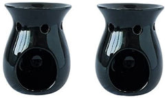 Hosley Set of 2, 5.3 Inches High, Black Ceramic Oil Warmers