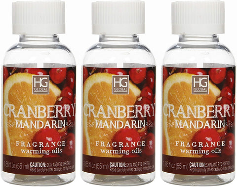 Hosley Set of 3, 55 ml Cranberry Mandarin Fragrance Warming Oils