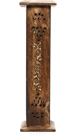 Hosley Brown Wooden Incense Stick Holder Tower