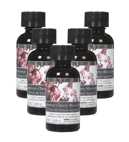 Hosley Set of 5, 55 ml Japanese Cherry Blossom Highly Scented Warming Oils