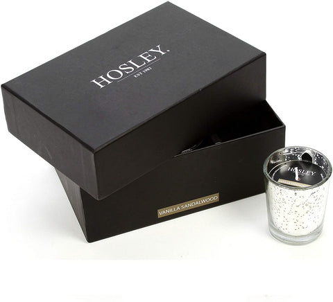 Hosley 6 Pk. Highly Fragrance Vanilla Sandalwood Filled Mercury Glass Votive Candles