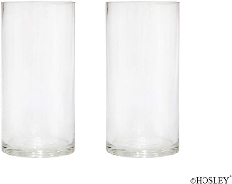 Hosley Set of 2, 8 inch High, Clear Modern Glass Vases